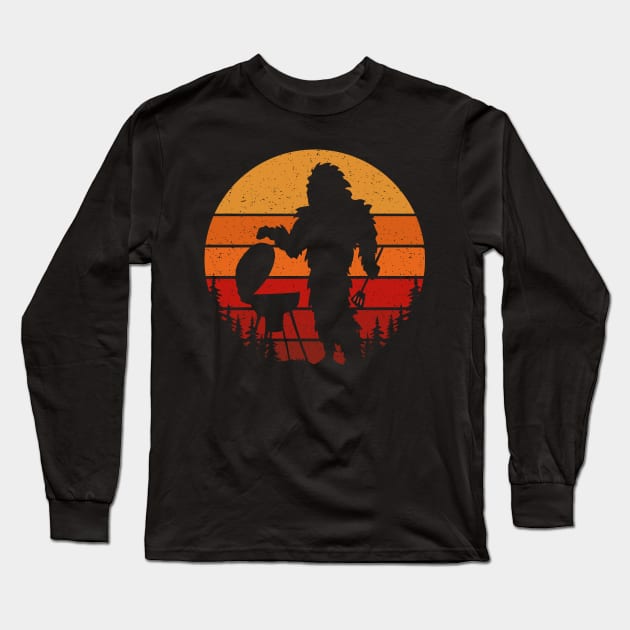 Retro Bigfoot Cooking Long Sleeve T-Shirt by Tesszero